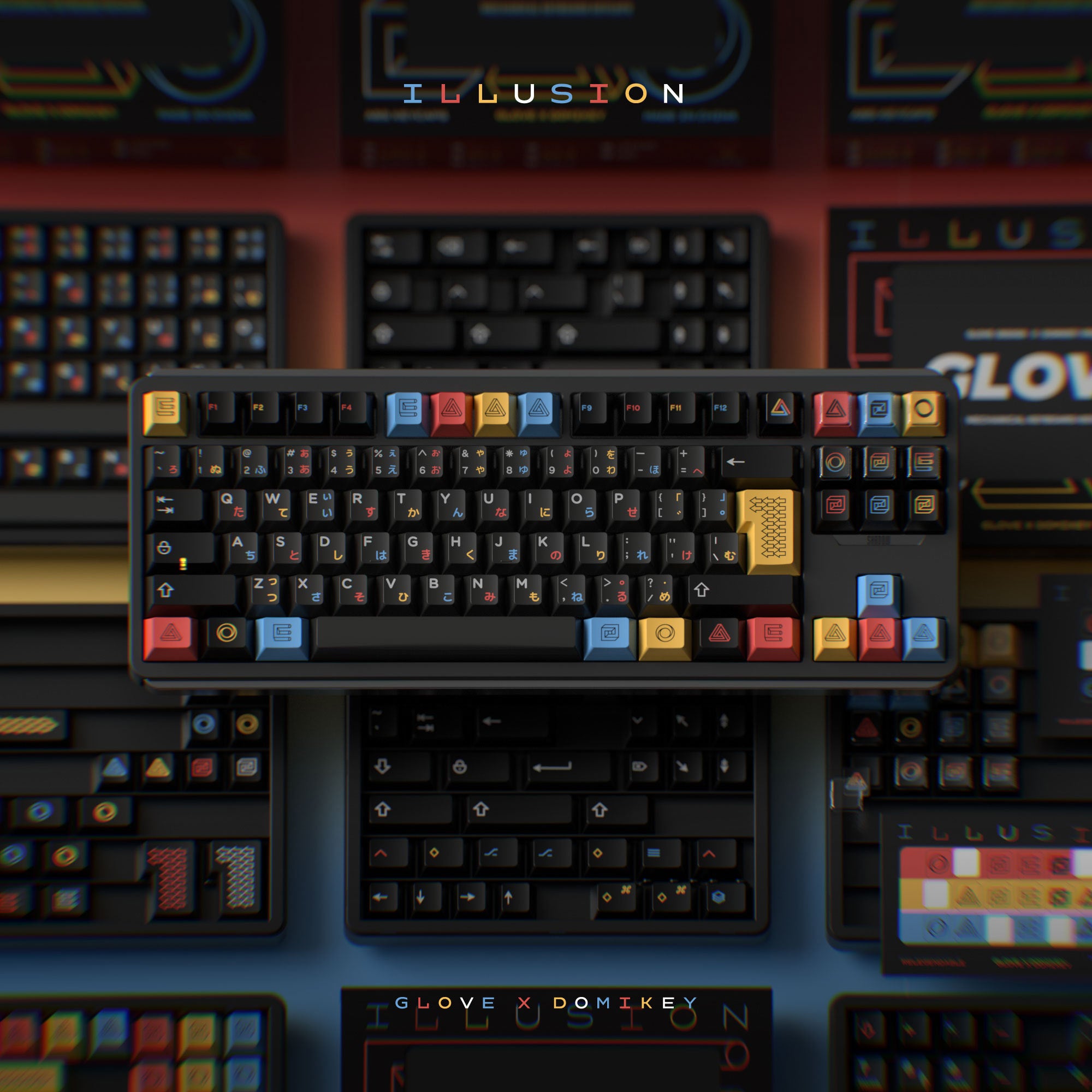 Glove x DMK Illusion ABS keycaps Cherry profile top view 3