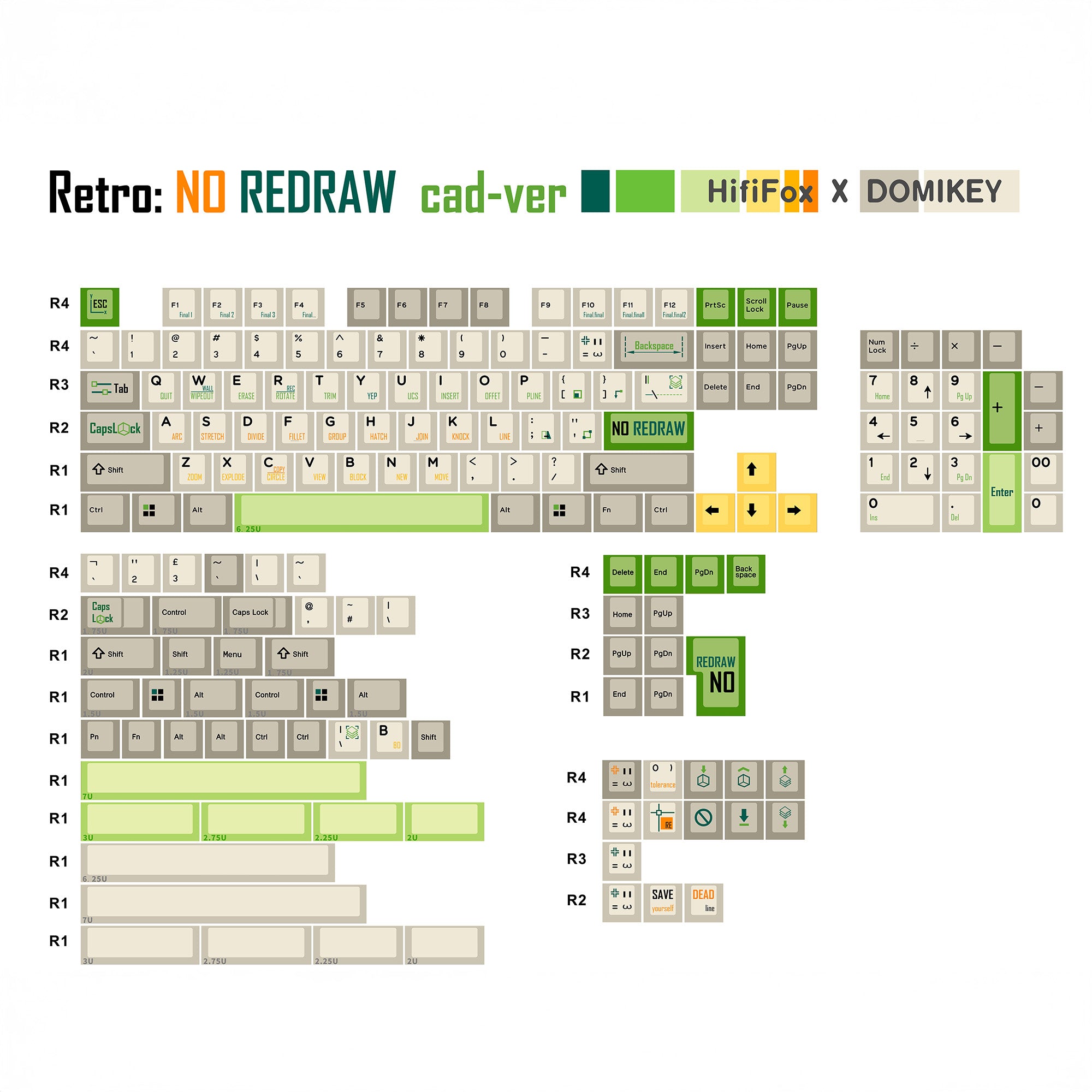 Hifi Fox Retro CAD: No Redraw Keycaps