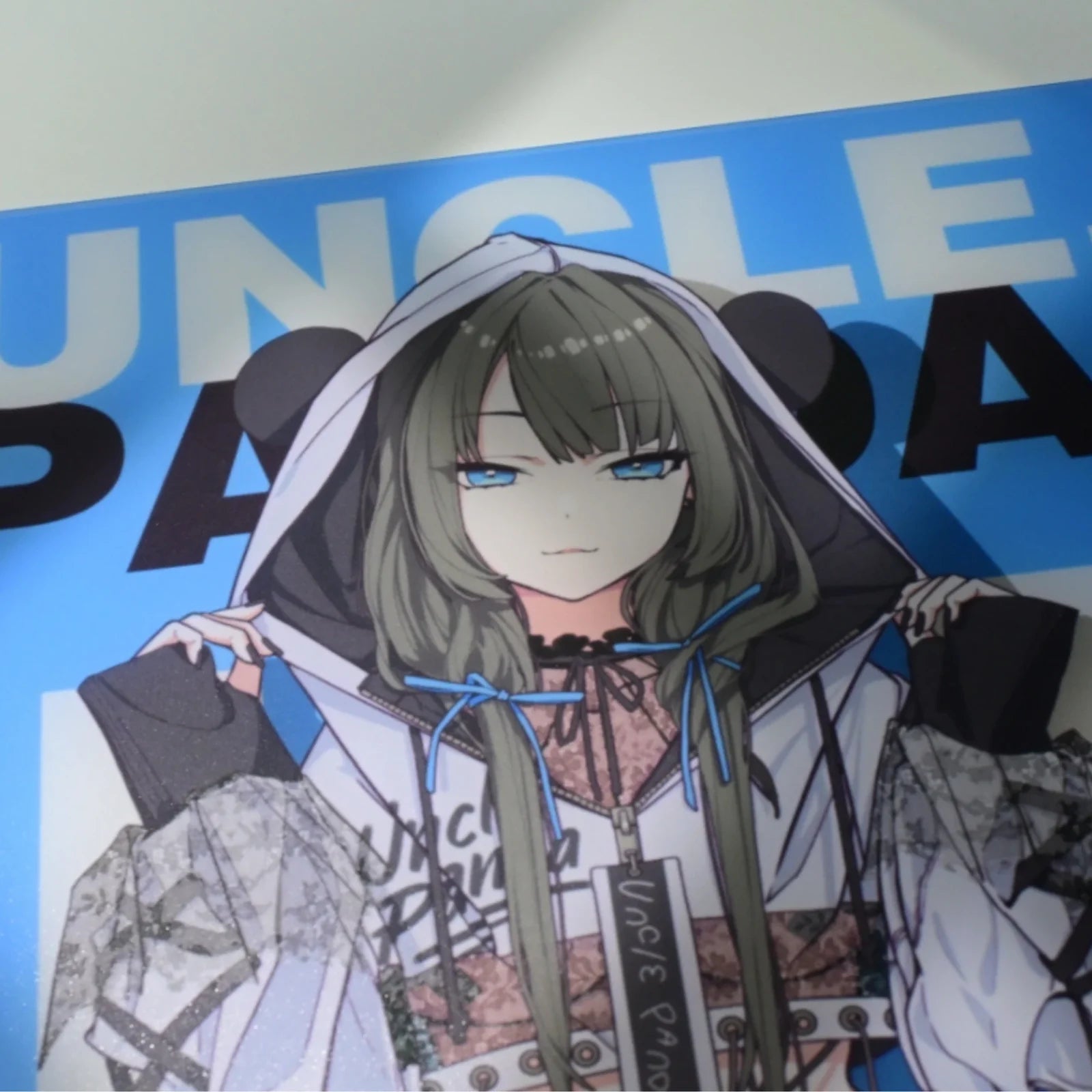 Uncle Panda Blue Glass Mousepad