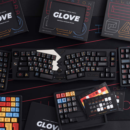 Glove x DMK Illusion ABS keycaps Cherry profile top view with alice layout