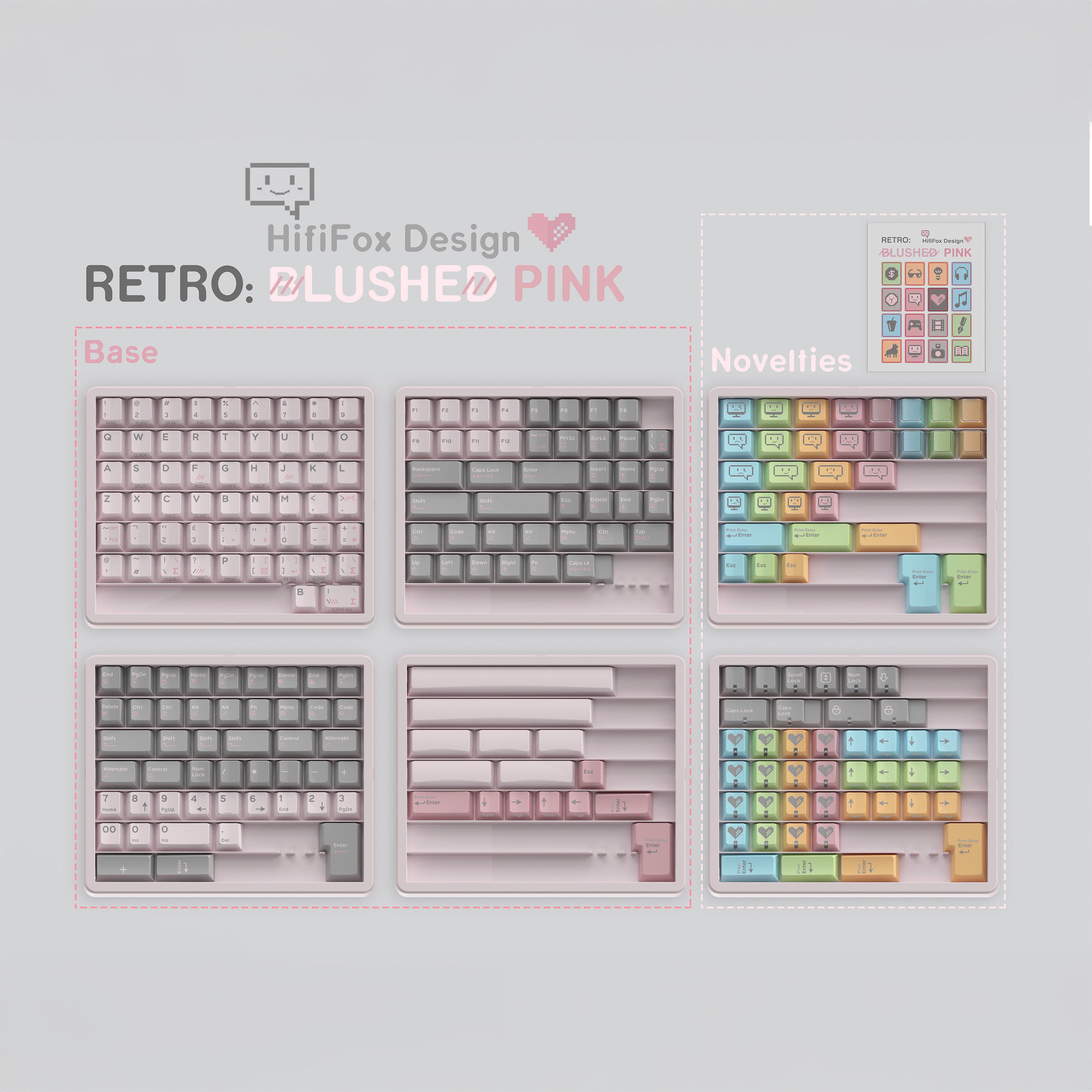 [Preorder] Retro Blushed Pink keycaps set