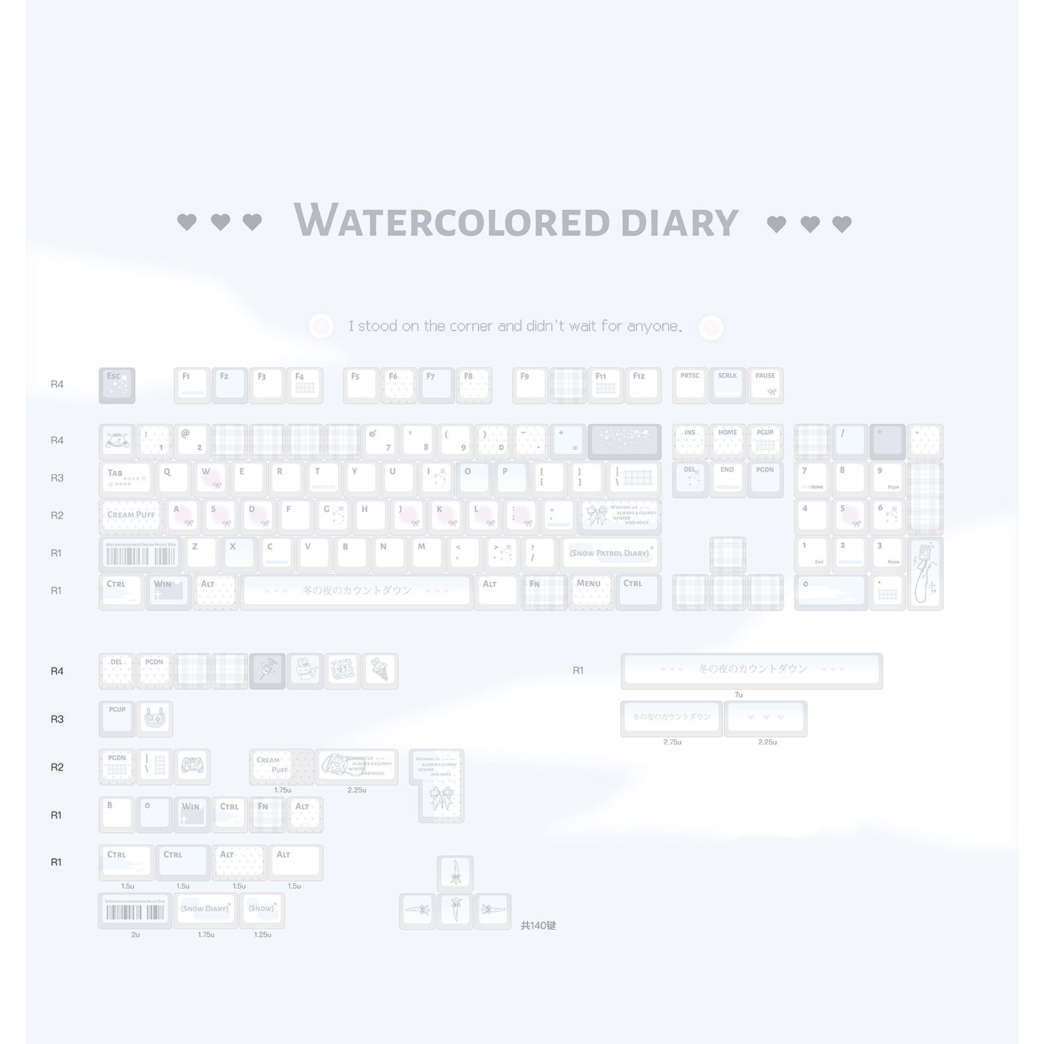 [Coming Soon] Watercolored Diary PBT keycaps