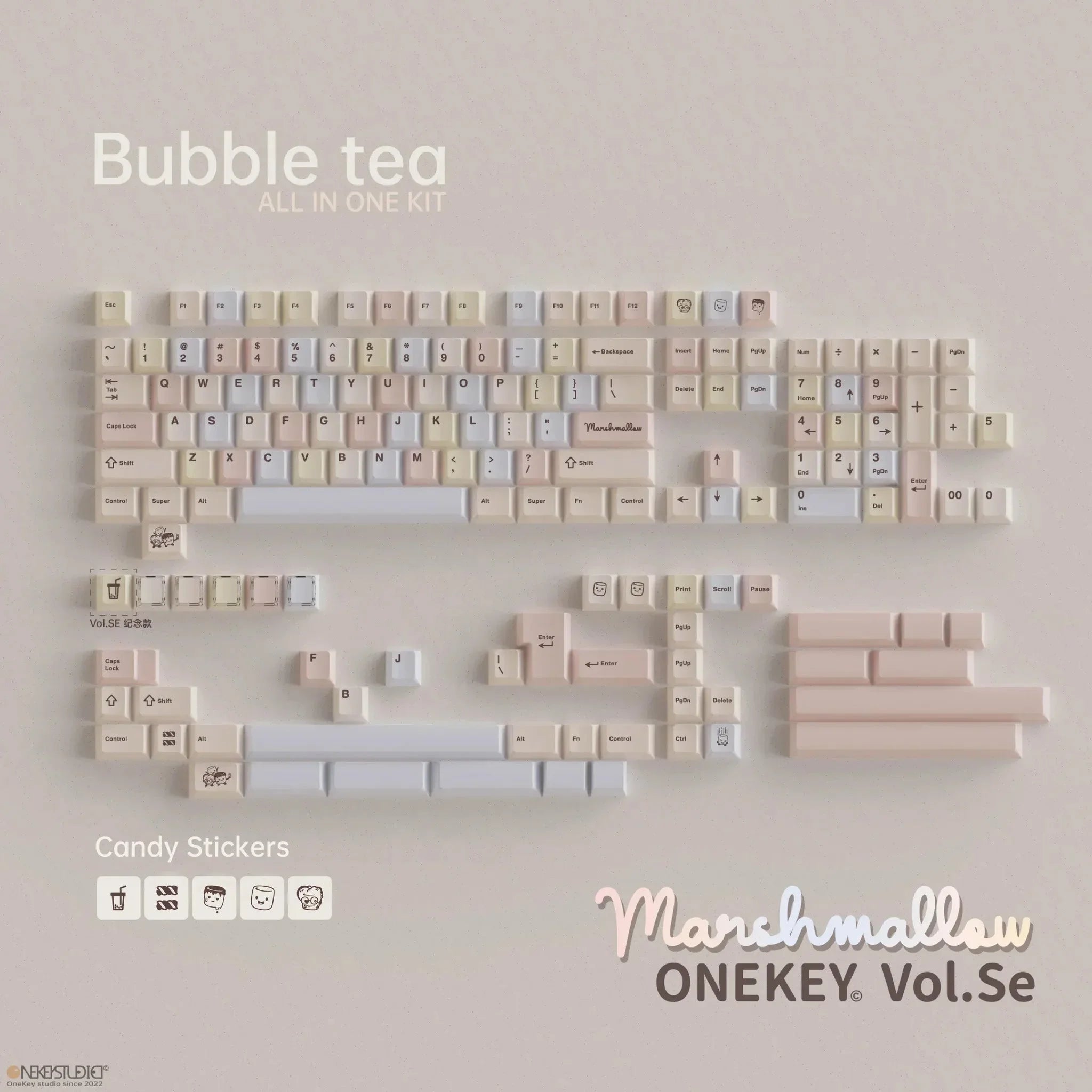 [In Stock] ONEKEY Bubble Tea Marshmallow PBT Keycaps