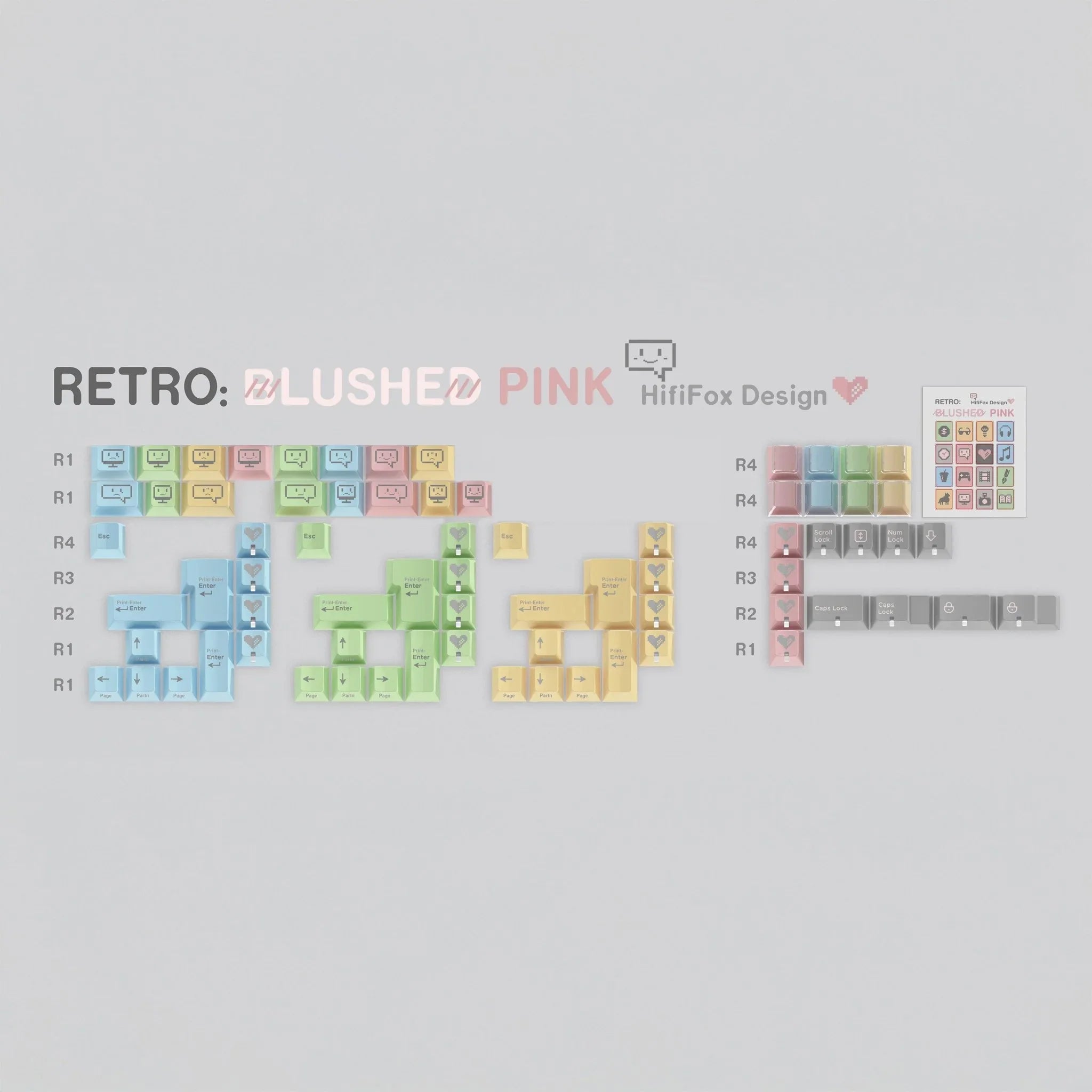 [Preorder] Retro Blushed Pink keycaps set - KeyBay Tech