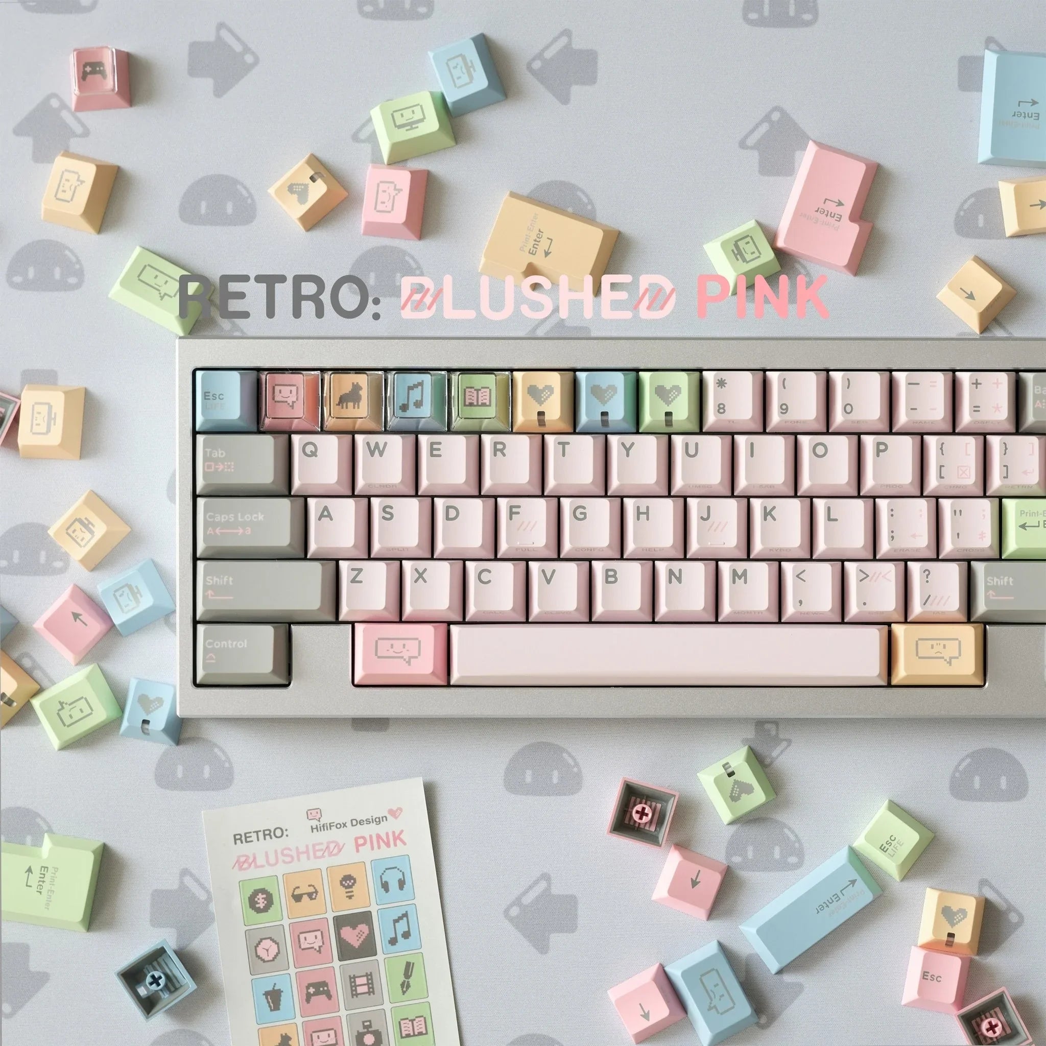 [Preorder] Retro Blushed Pink keycaps set - KeyBay Tech