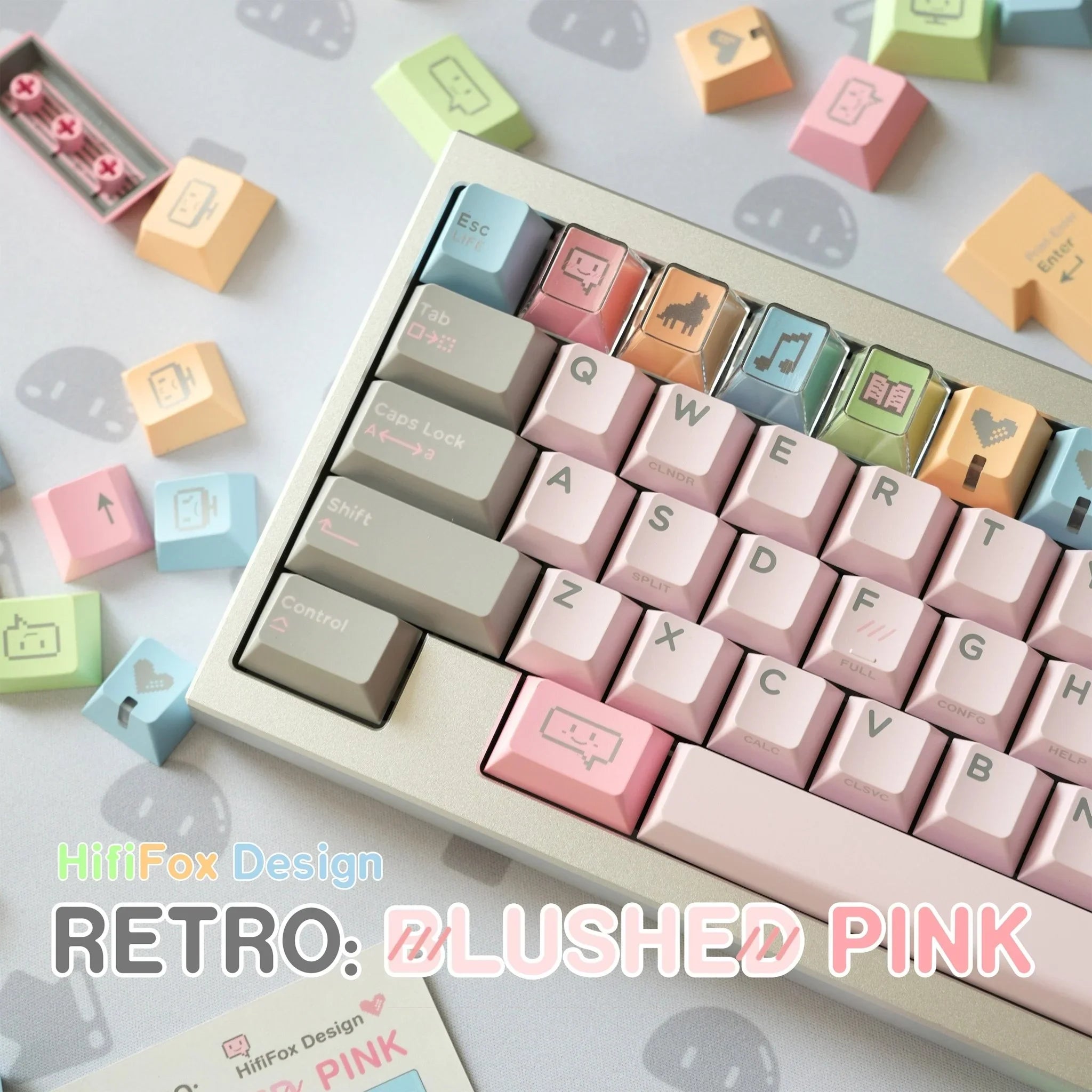[Preorder] Retro Blushed Pink keycaps set - KeyBay Tech